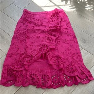 J. Crew Fuchsia Eyelet Pencil Skirt